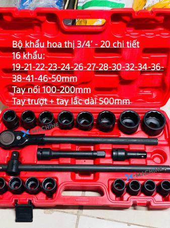 Bộ khẩu hoa thị 3/4' - 20 chi tiết